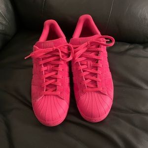 Pink adidas shell toe shoes